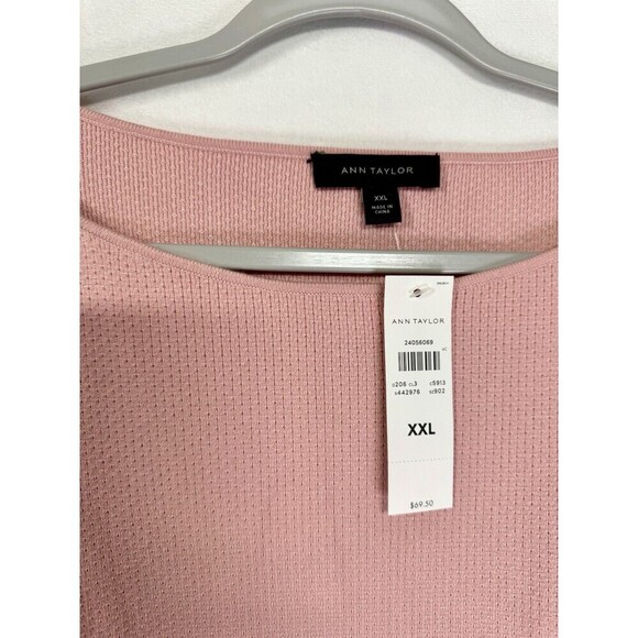 Ann Taylor Ruffle Sleeve Hem Sweater Top Womens 2XL Dusty Rose Pink Stretch NEW - Picture 3 of 7